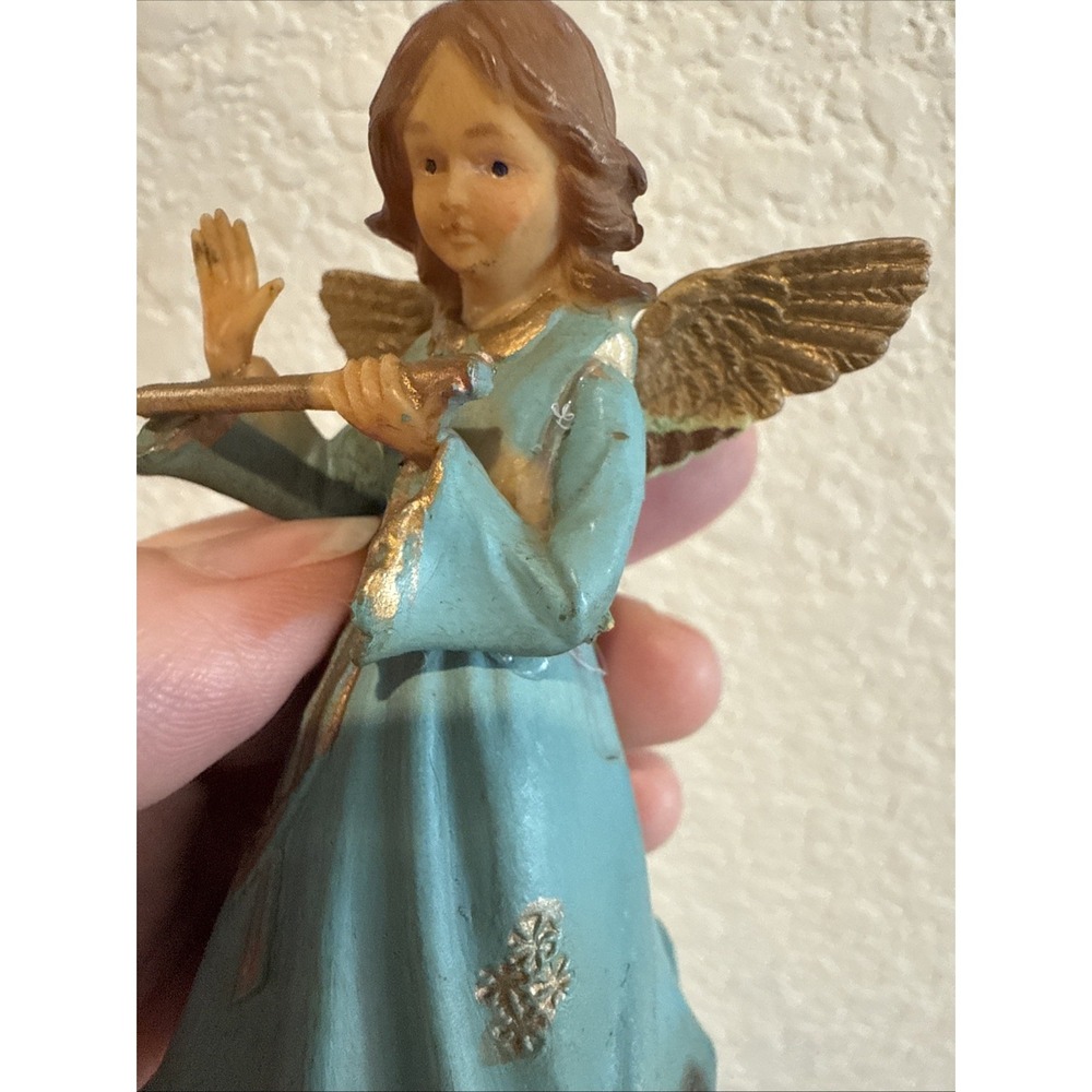 5 Vtg Art Plastics Angel Figurine Ornament Lot British Hong Kong Songbook Flute - Picture 6 of 9